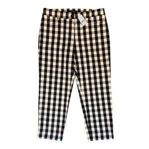NWT Ann Taylor Petite Black White Gingham Plaid Check Mid Rise Cropped Pants 8P